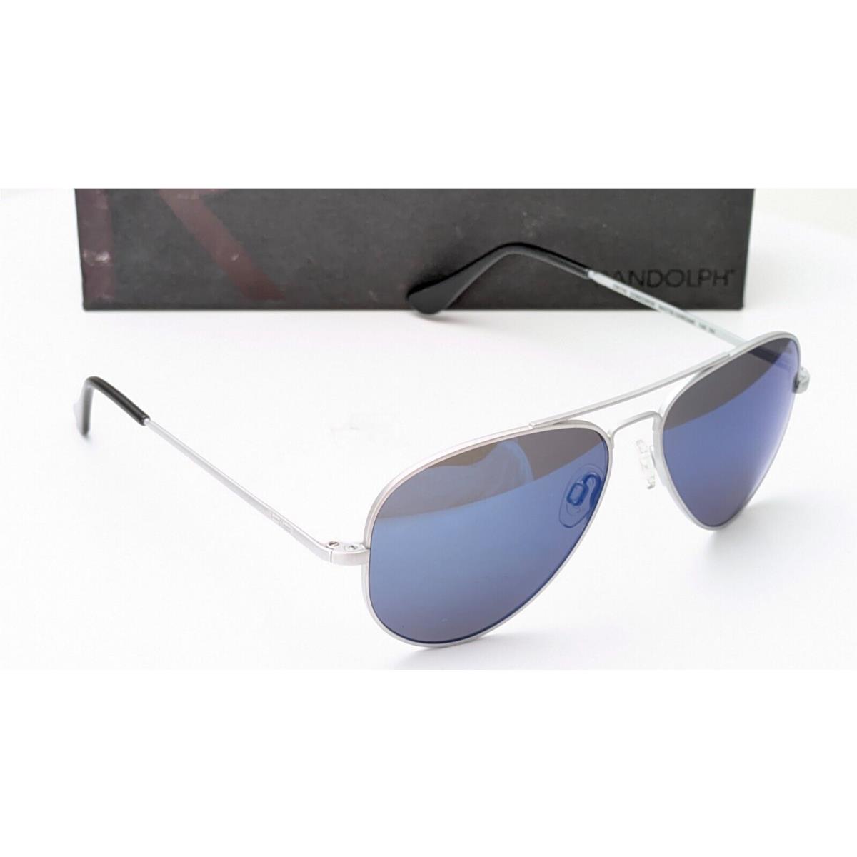 Randolph Concorde CR176 Pilot Matte Chrome Blue Mirror Mens Sunglasses 57mm