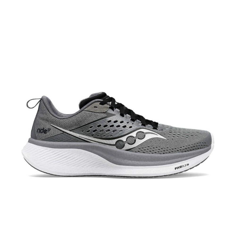 Saucony Men`s Ride 17 Wide Width Everyday Running Sneaker - Cinder/black