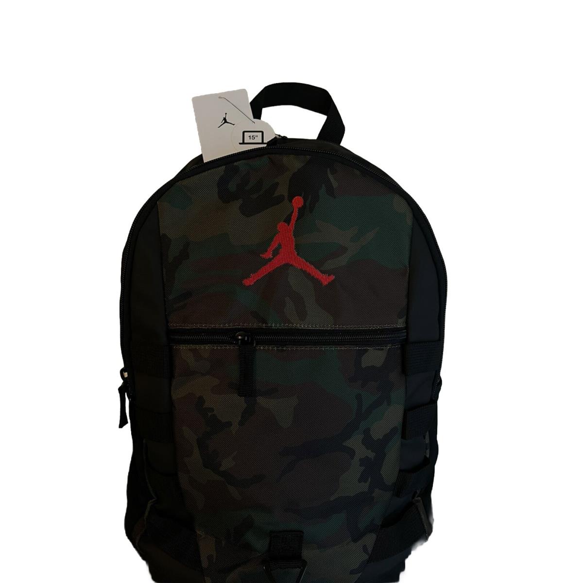 Nike Air Jordan Jumpman Boy`s Backpack Green Camo School Laptop Bookbag