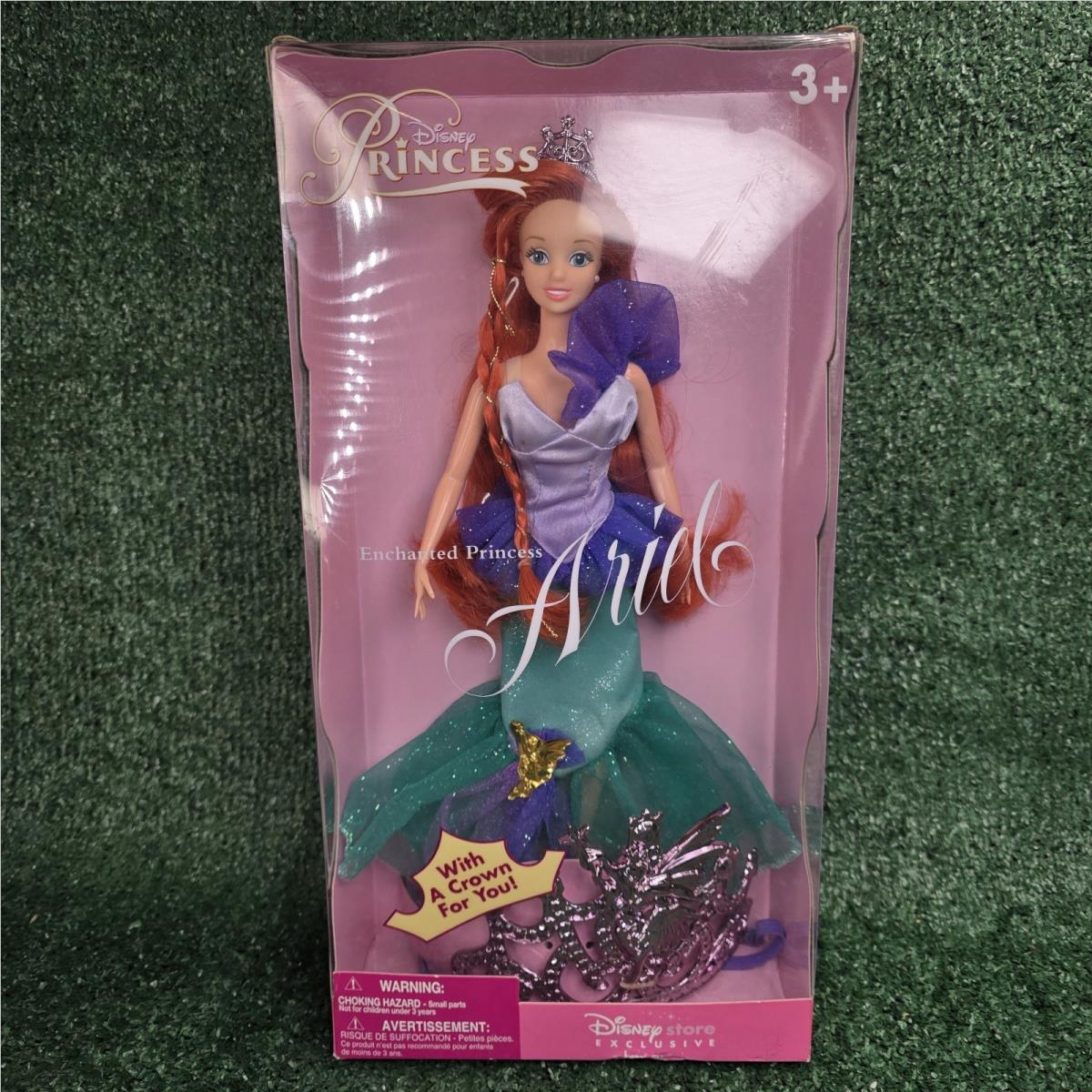 Disney Store Exclusive Enchanted Princess Ariel Little Mermaid Doll w/ Crown