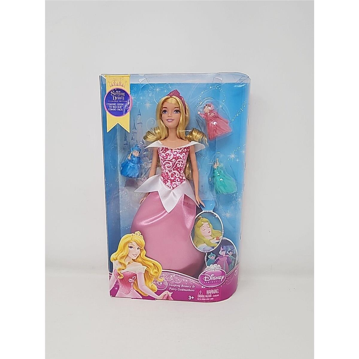 2013 Disney Princess Aurora Sleeping Beauty Doll Fairy Godmothers Fairies BGR97