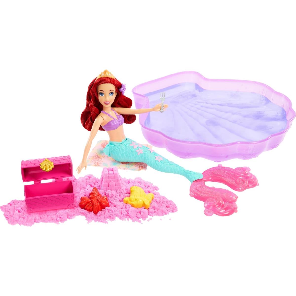 Mattel Disney Princess Toys Ariel Mermaid Doll Pool Set with Moldable Sand 3