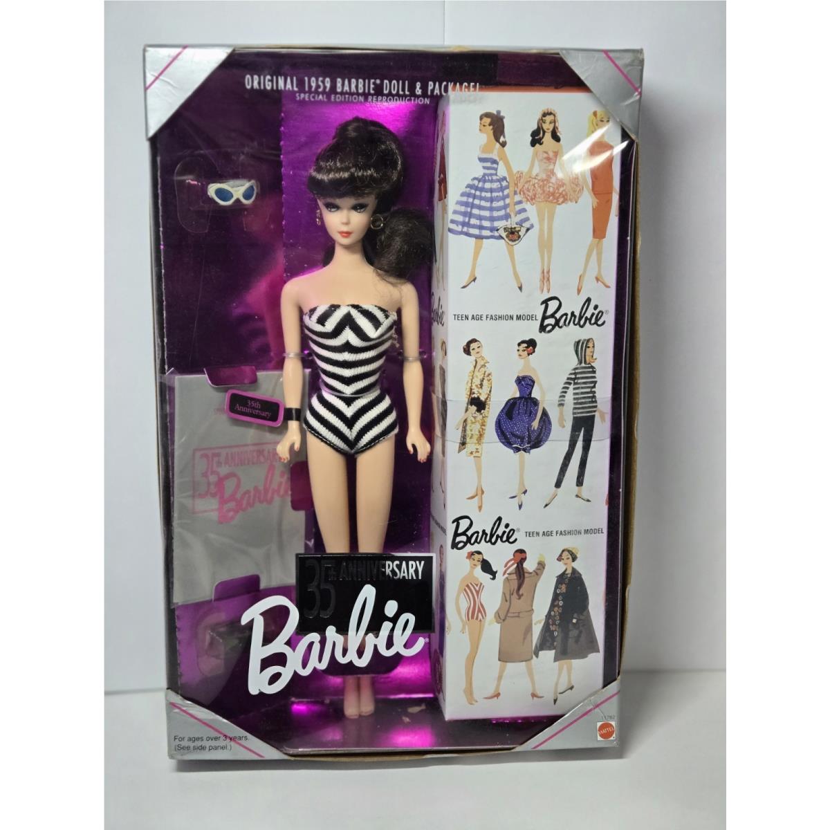 Vtg 1993 Barbie 35th Anniversary 1959 Brunette Doll and Package