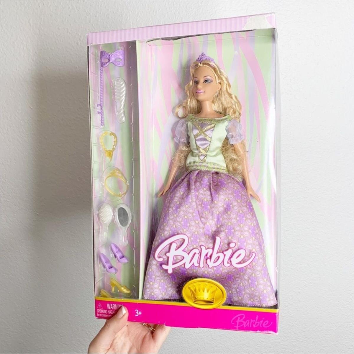 2006 Masquerade Blonde Barbie Doll in Purple/green Dress