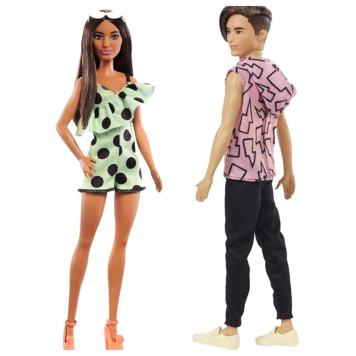 Barbie and Ken 193 200 Indian Burnette Lime Polka Dot Romper Bundle of 2