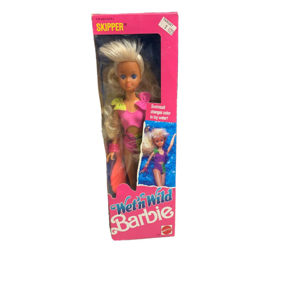 Vintage 1989 Wet n Wild Skipper Barbie Doll Box 4138 Mattel