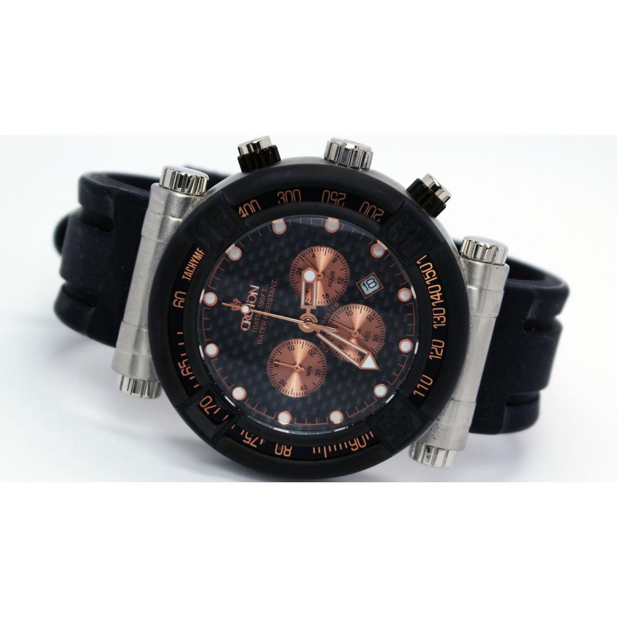 Croton CC311196BSRG Men`s Chronograph Sport Watch Black Carbon Fiber Rose