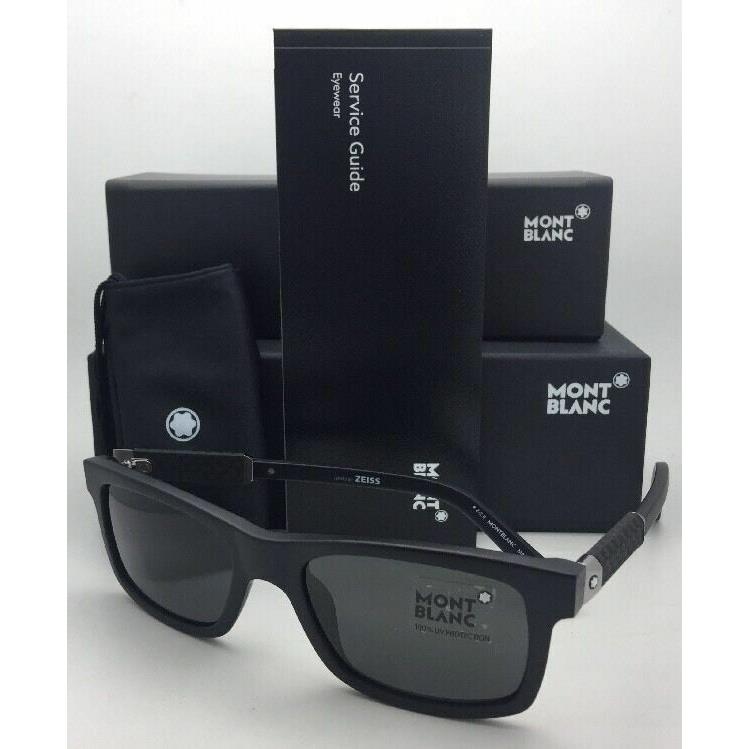 Montblanc Sunglasses MB 646S 02A 54-19 140 Matte Black Frames Smoke Grey Lenses