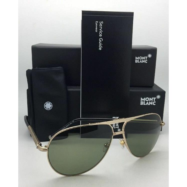 Polarized Montblanc Sunglasses MB 517S 28R 62-12 140 Gold Aviator W/green Lenses