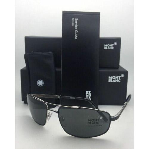 Montblanc sunglasses  - Matte Black / Silver / Black Frame, Smoke Grey Lens