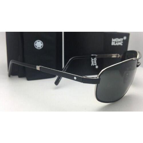 Montblanc sunglasses  - Matte Black / Silver / Black Frame, Smoke Grey Lens