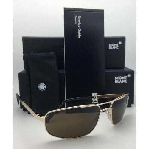Montblanc sunglasses  - Gold / Black Frame, Roviex Brown Lens