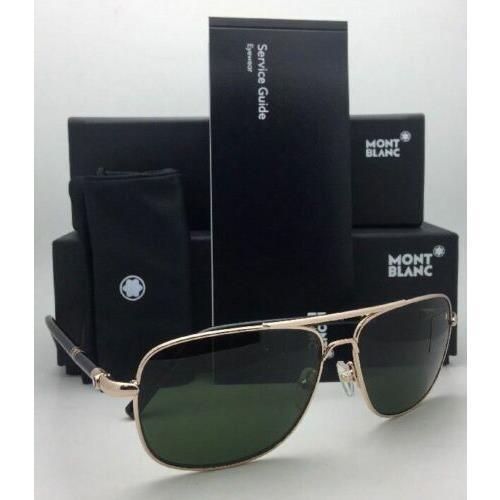 Montblanc sunglasses  - Gold / Black Frame, Green Lens