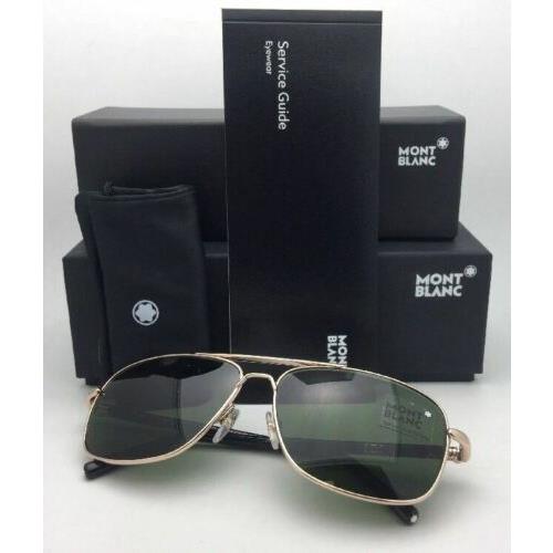 Montblanc sunglasses  - Gold / Black Frame, Green Lens