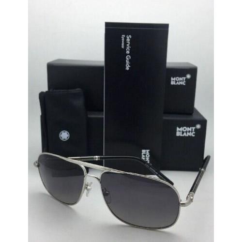 Montblanc sunglasses  - Palladium Silver / Black Frame, Smoke Grey Gradient Fade Lens