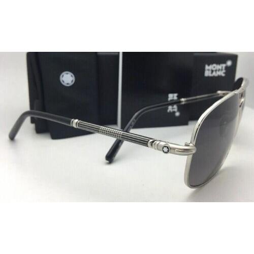 Montblanc sunglasses  - Palladium Silver / Black Frame, Smoke Grey Gradient Fade Lens