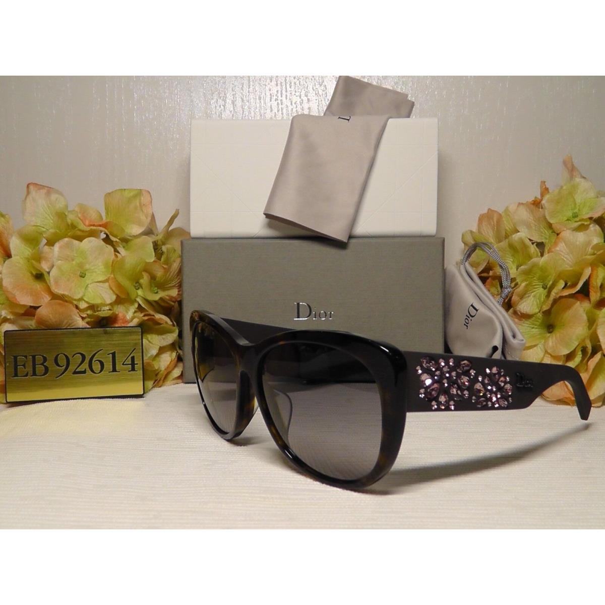 Christian Dior Ineditef Havana Brown Rubber Pink Crystals Frame Sunglasses