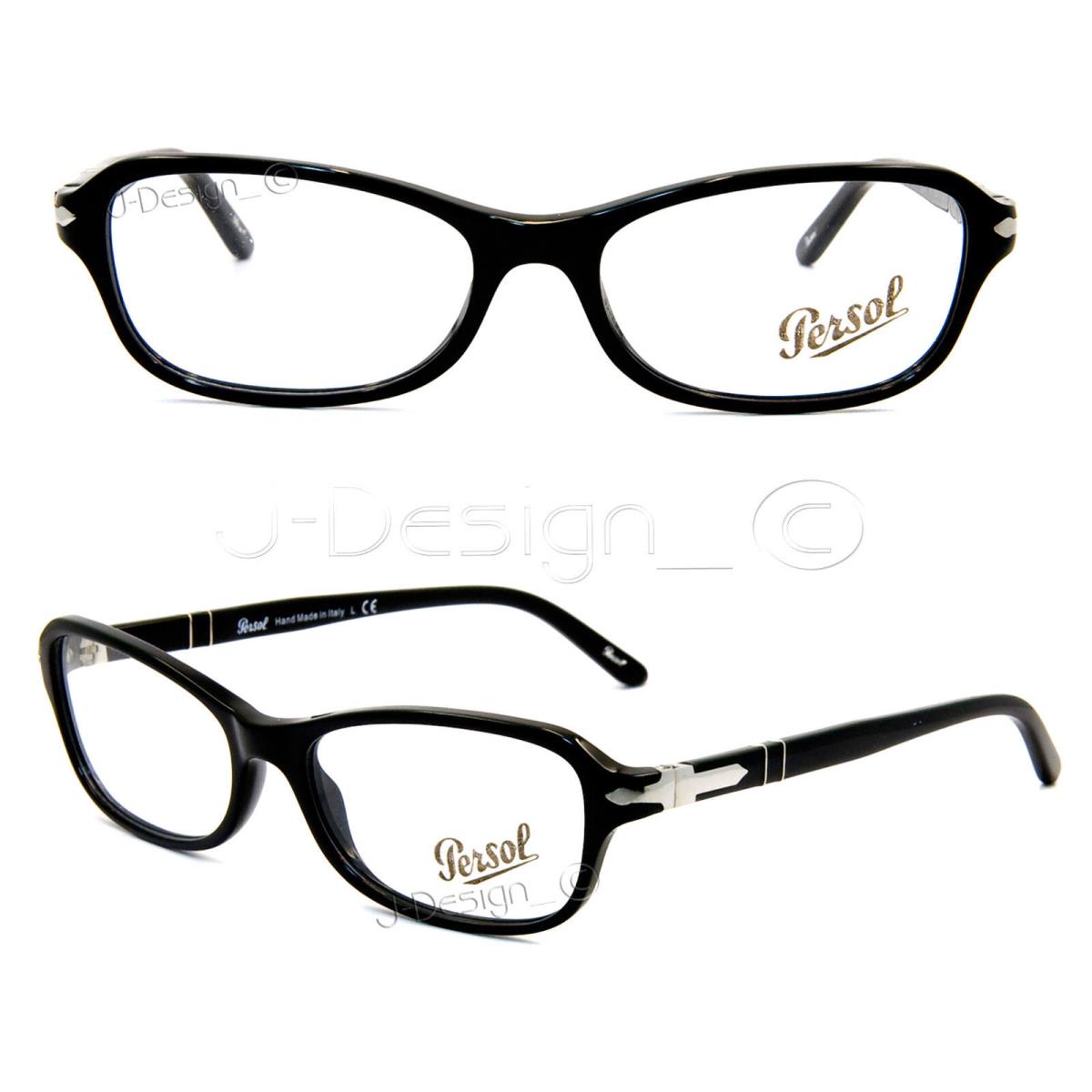 Persol 3006-V 95 Eyeglasses Rx 53/16/140 Made in Italy - Black Frame, Clear Lens