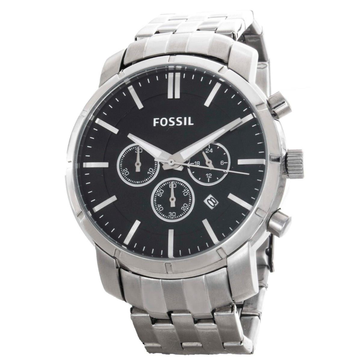 Fossil BQ1278IE Lance Black Dial Stainless Steel Chronograph Men`s Watch