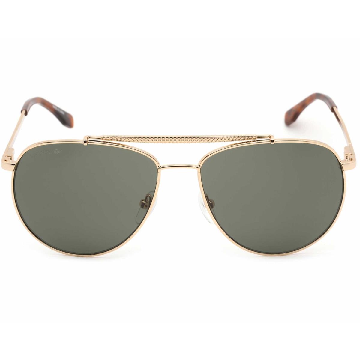 Lacoste Men`s Sunglasses Gold Metal Pilot Frame Green Lens Lacoste L177S 714