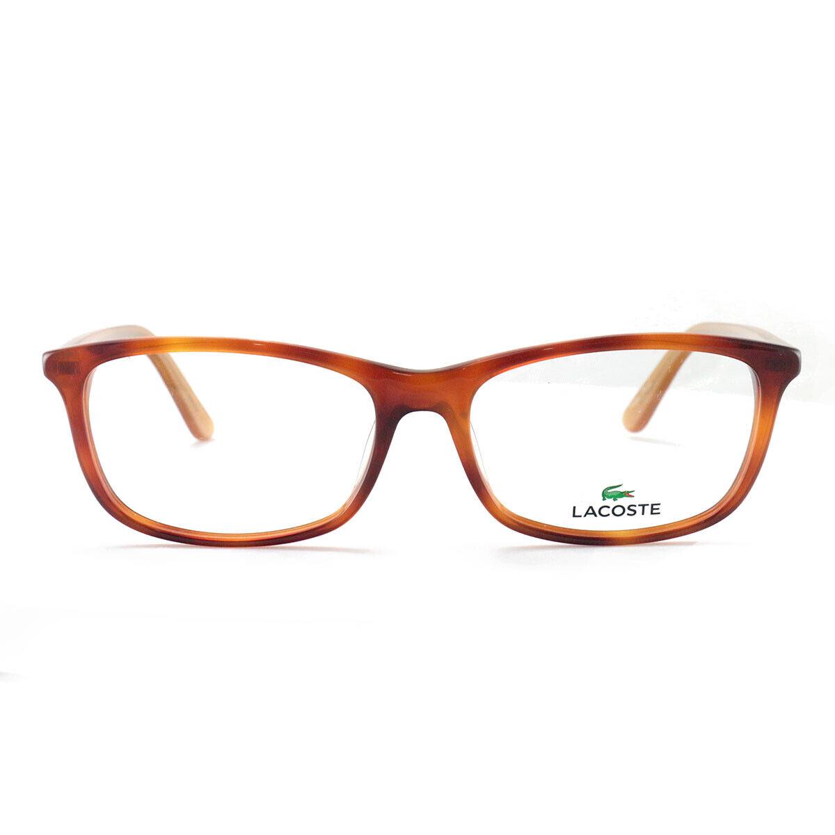 Lacoste L2711 Men or Womens Eyeglasses 218 Light Havana Plastic 53 16 140 Rectan