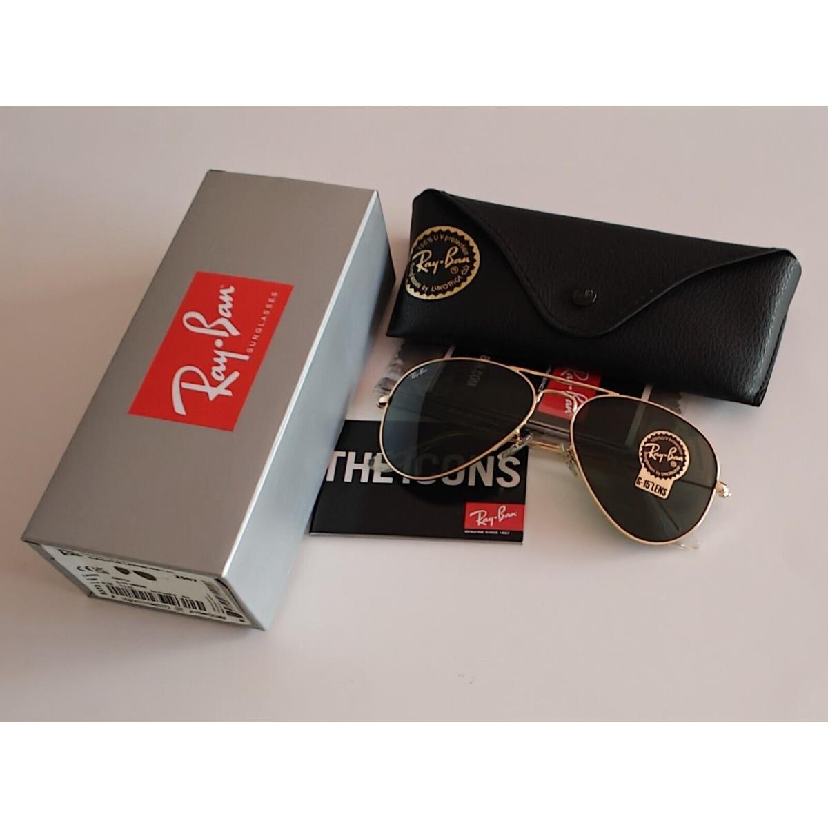 Ray Ban RB3025 L0205 Gold Aviator 58 mm Unisex Sunglasses