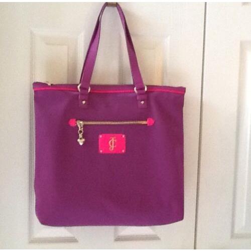 Purple Juicy Couture Tote Purse Beach Weekend Shopping Hand Bag