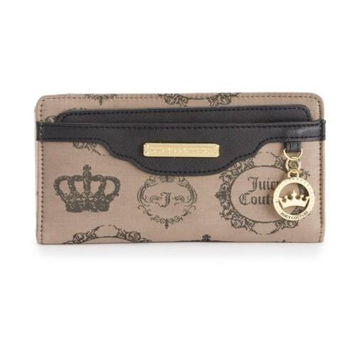 Juicy Couture Highline Large Clutch Wallet JC Crown Medallion Dangle Charm