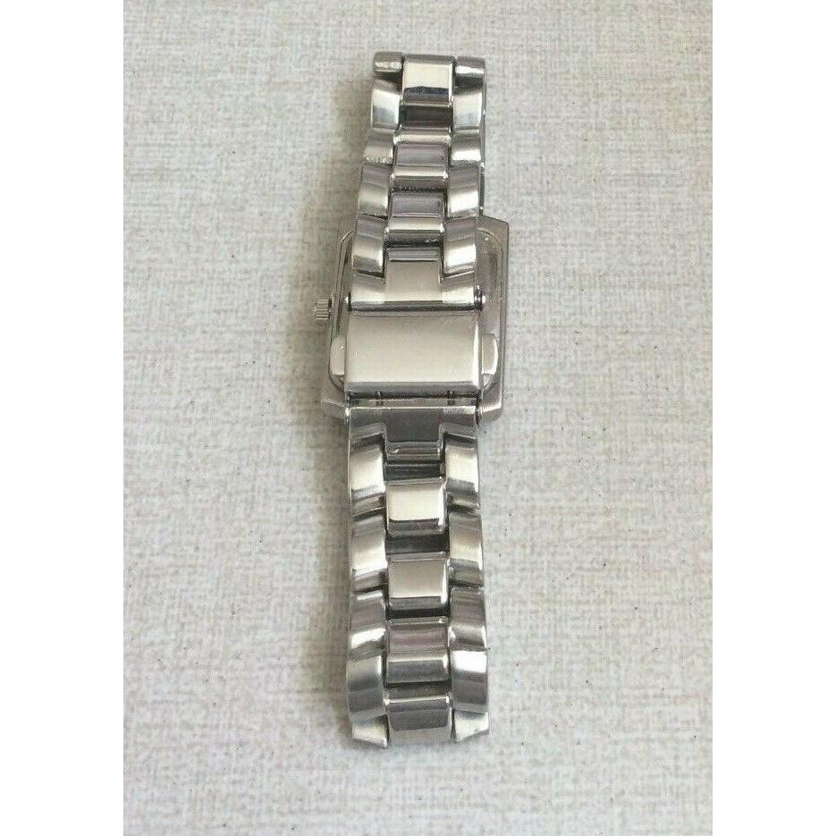 Pierre Cardin Silver Women`s Watch Rectangle Black Dial Silver Linked Band
