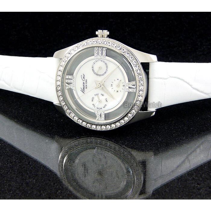 Kenneth Cole KC2809 Women Quartz Multi-function Mother OF Pearl White Leather