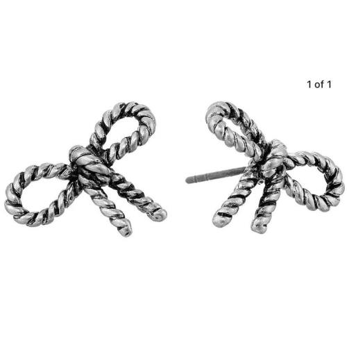 Marc BY Marc Jacobs Antique Silver Tone Rope Bow Charm Stud Earrings MJ1B