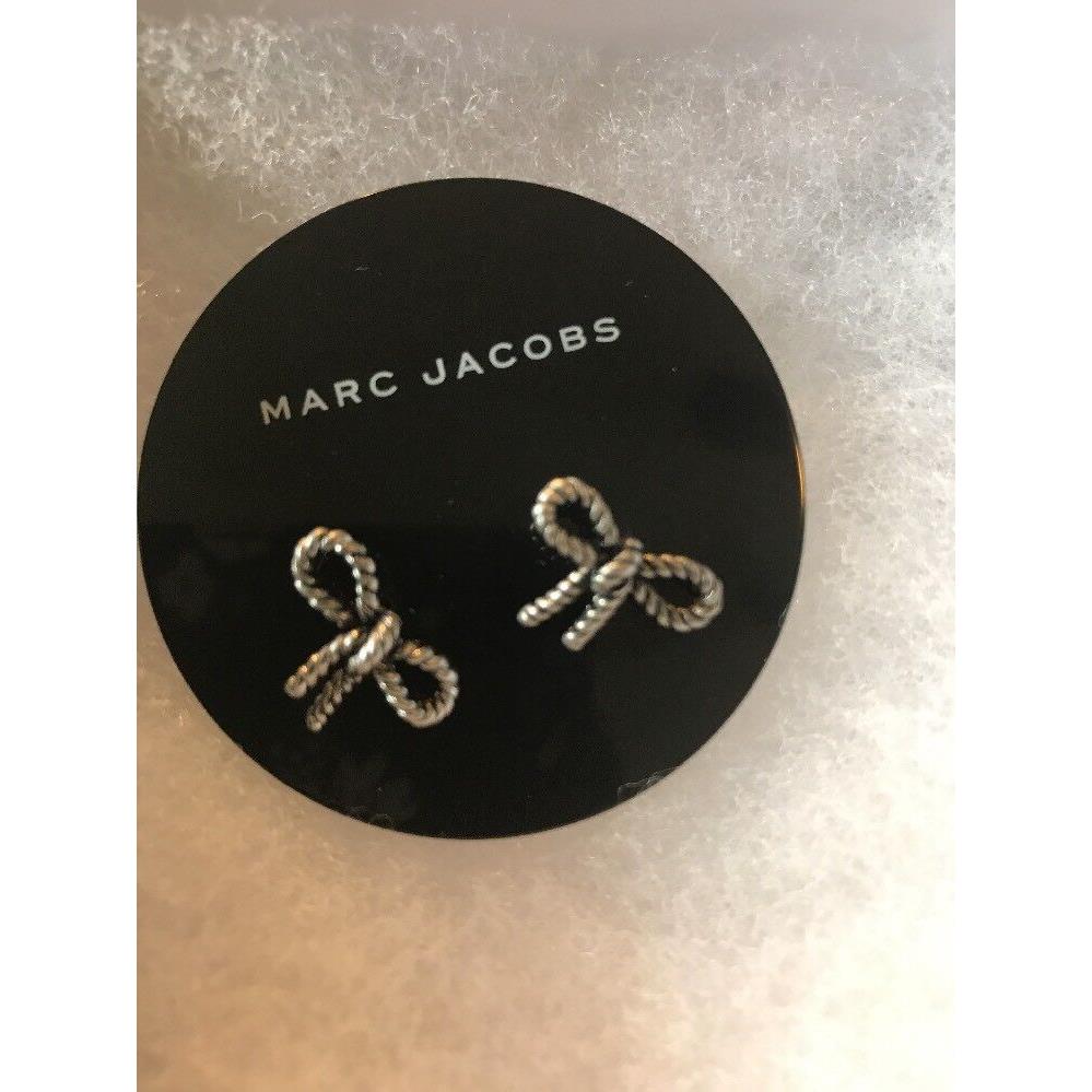 Marc BY Marc Jacobs Antique Silver Tone Rope Bow Charm Stud Earrings MJ1B