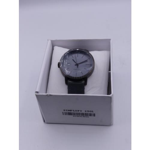 Simplify 2501 Unisex Pewter Dial Black Leather Silver Watch