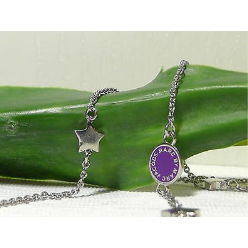New- Marc BY Marc Jacobs Purple `classic Marc` Long Station Necklace