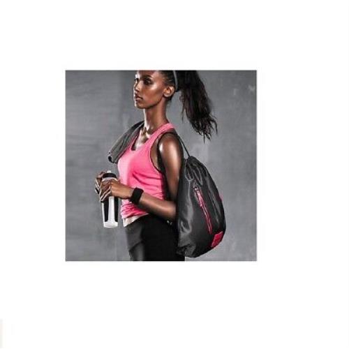 Victoria`s Secret Black Pink Mesh Sport Drawstring Backpack Bag