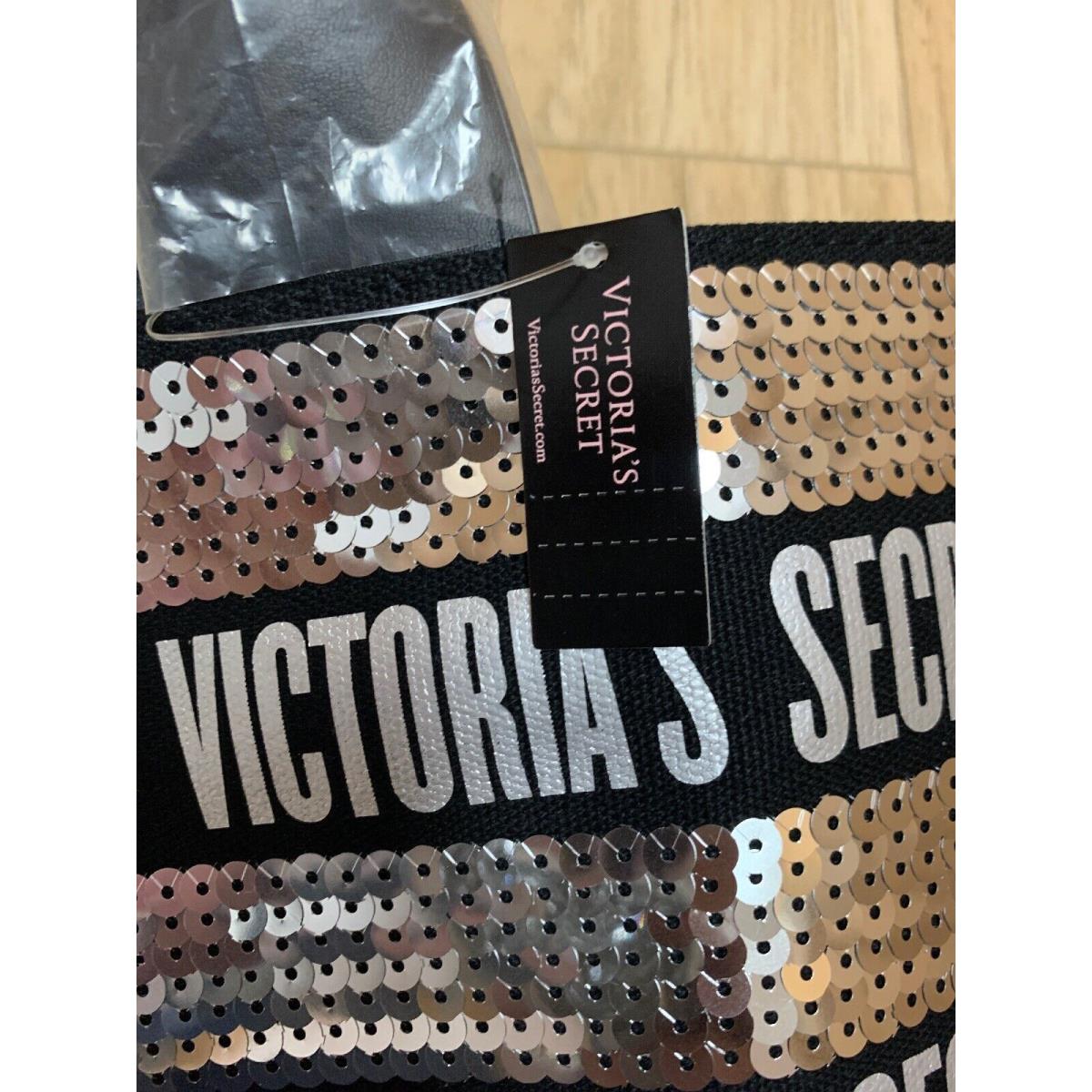 Victoria Secret Black and Silver Sequin Tote Bag Sparkle Bling