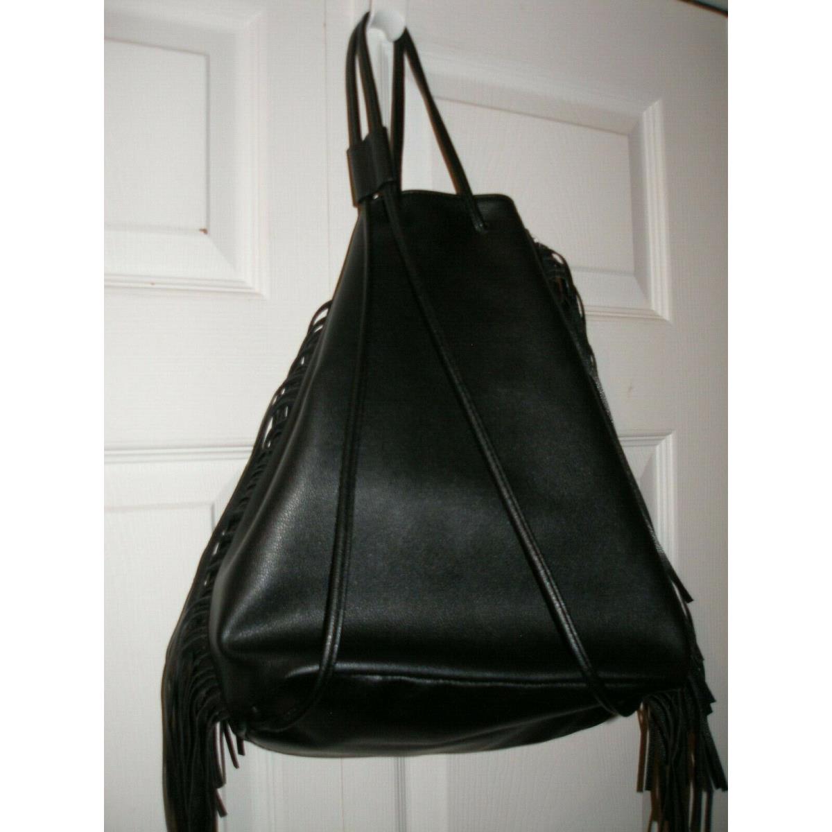 Victoria`s Secret Black Purse Fringed Vintage Boho Backpack