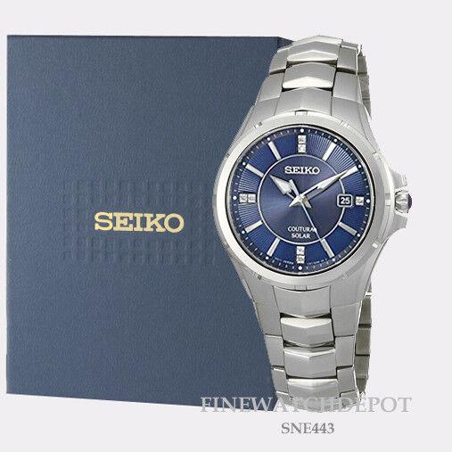 Men`s Seiko Coutura Solar Stainless Steel Blue Watch SNE443