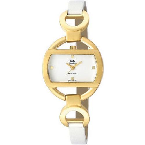 by Citizen Q729J101Y White Band/dial Gold Tone Case Women`s Watch Great Gift