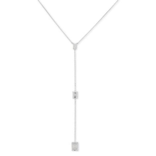 Lauren Ralph Lauren Silver Tone Crystal Lariat Necklace 18 Plus 3 A 18