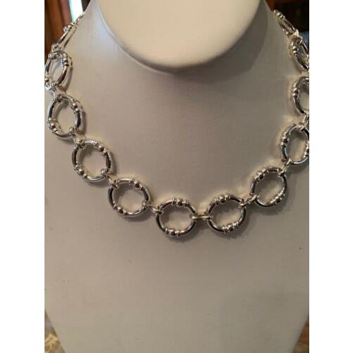 Lauren Ralph Lauren Silver Tone Textured Link Chain Necklace 18 S931