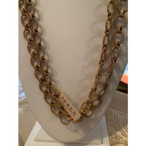 Lauren Ralph Lauren Gold Tone Twisted Link 60 Necklace S930