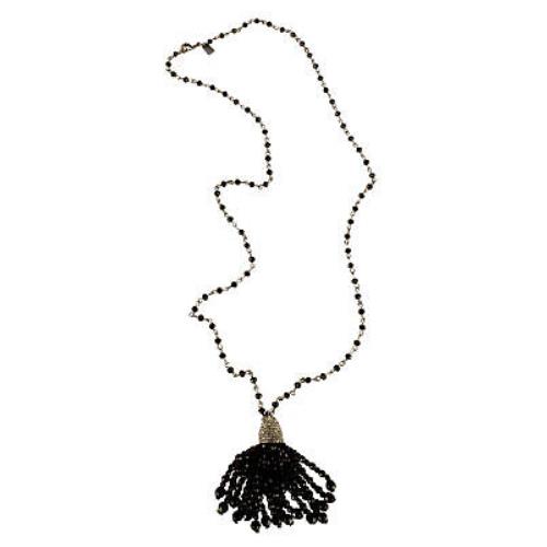 Ralph Lauren Women`s Jeweled Tassel Pendants Necklace Black