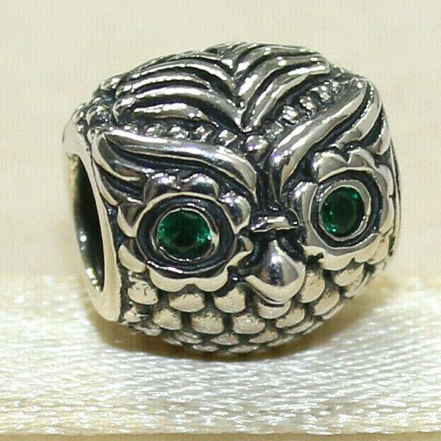 Pandora Charm Wise Owl Bead 791211CZN W Tag Suede Pouch