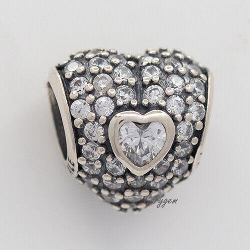 Pandora Charm IN MY Heart Bead 791168CZ W Suede Pouch