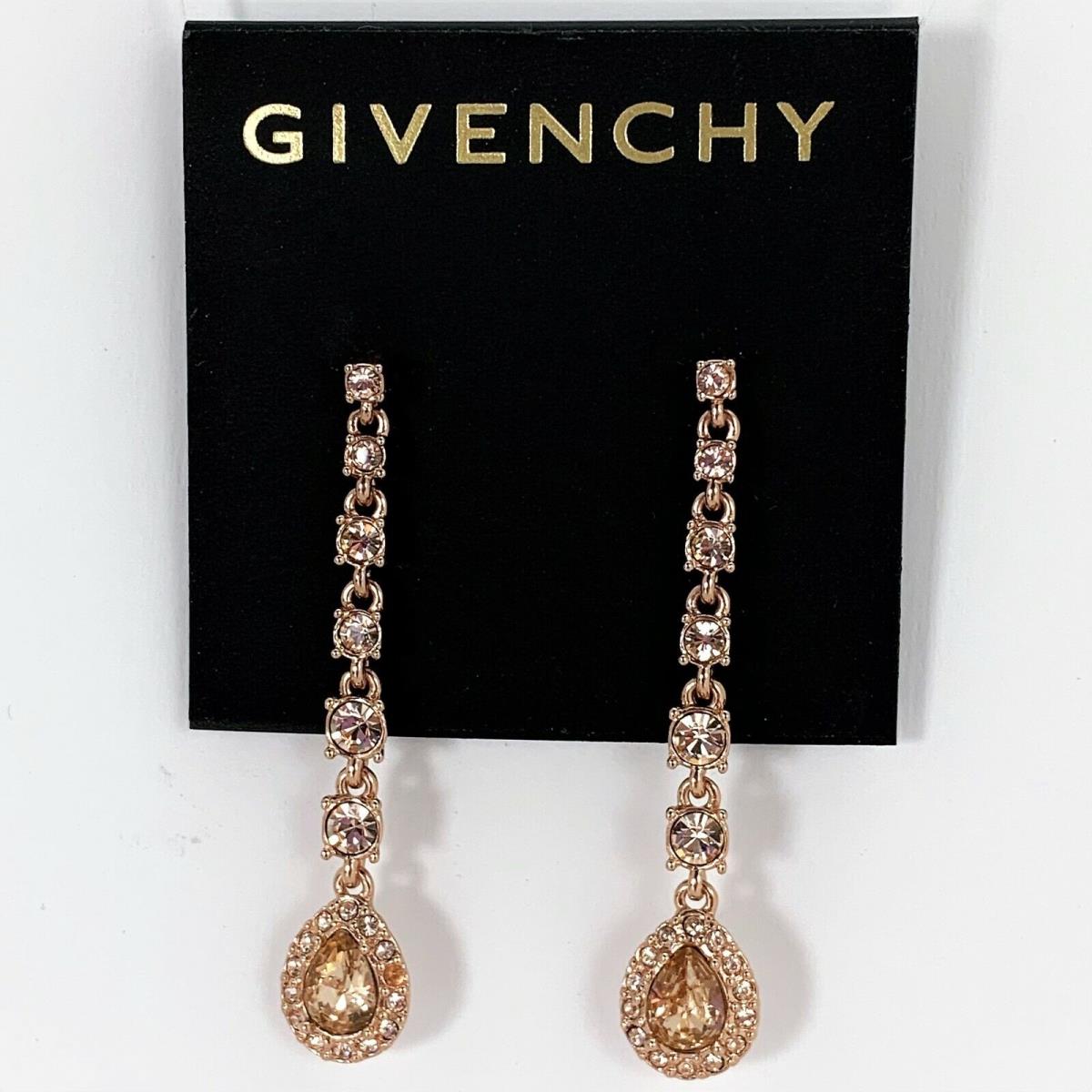 Givenchy Crystal Linear Drop Earrings Rose Gold Tone Faceted Teardrop |  013742217391 - Givenchy jewelry - Rose Gold | Fash Direct