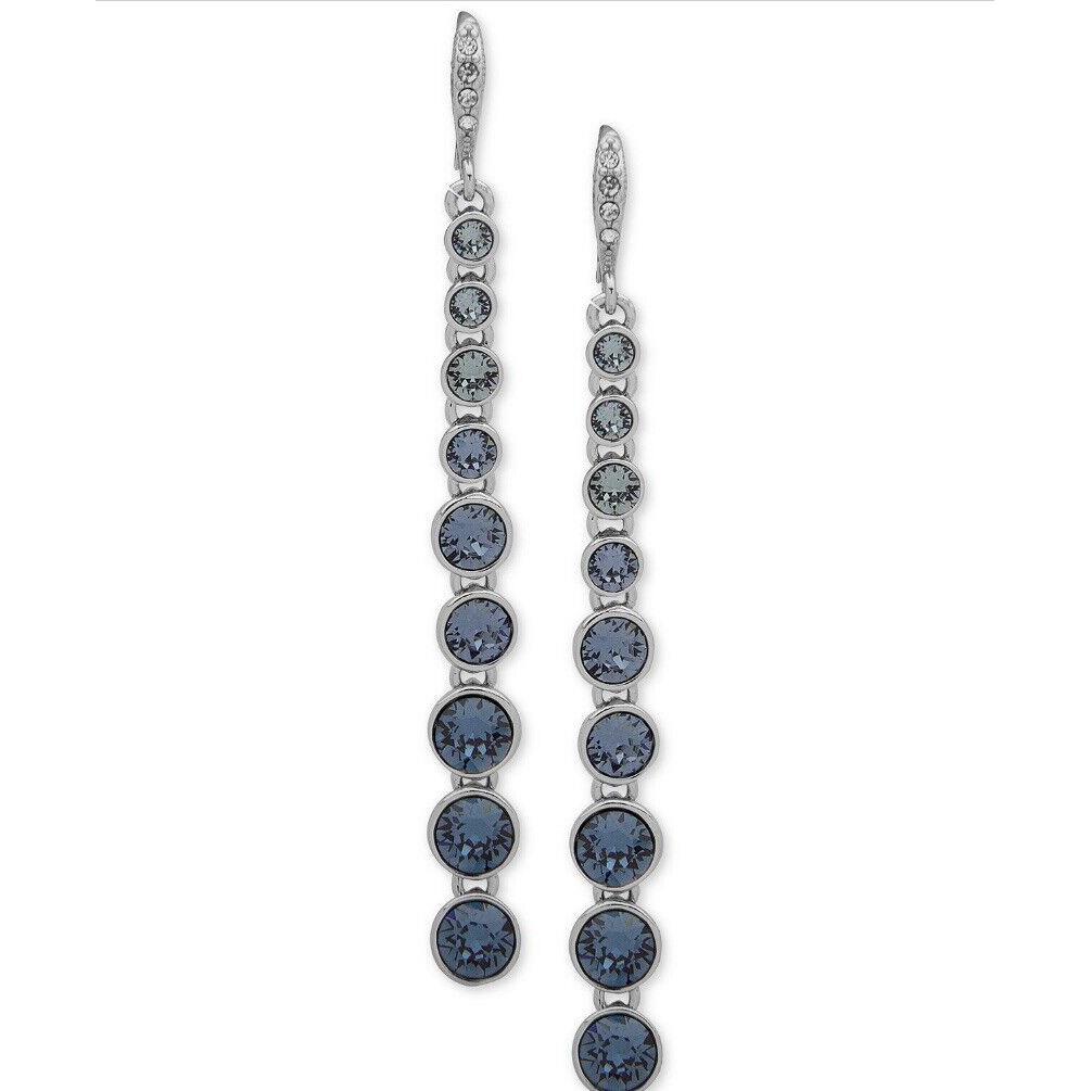 Givenchy Silver Tone Linear Drop Multi-blue Crystal Drop Earrings 509