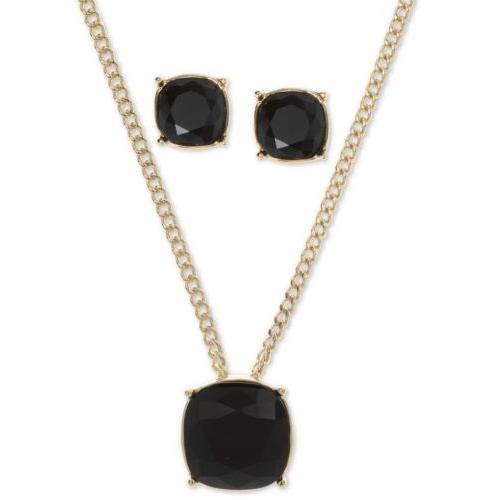 Givenchy Black Stone Necklace Stud Earrings 150D