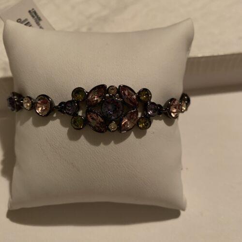 Givenchy Swarovski Multi Color Crystal Flex Bracelet Hematite Signed GB9