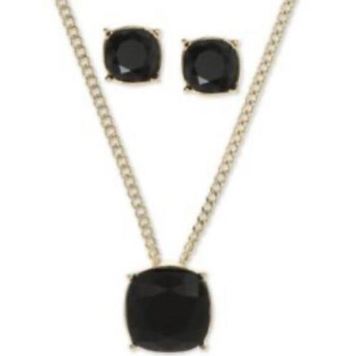 Givenchy Black Stone Necklace Stud Earrings 2